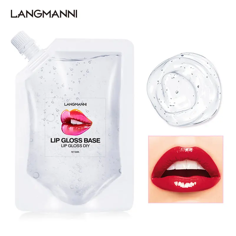 50ML Transparent Dewy Long Lasting Glossy Lip Gloss Base, Moisturizing Gel Formula, Non-sticky Lip Primer for Handmade Gifts, Makeup