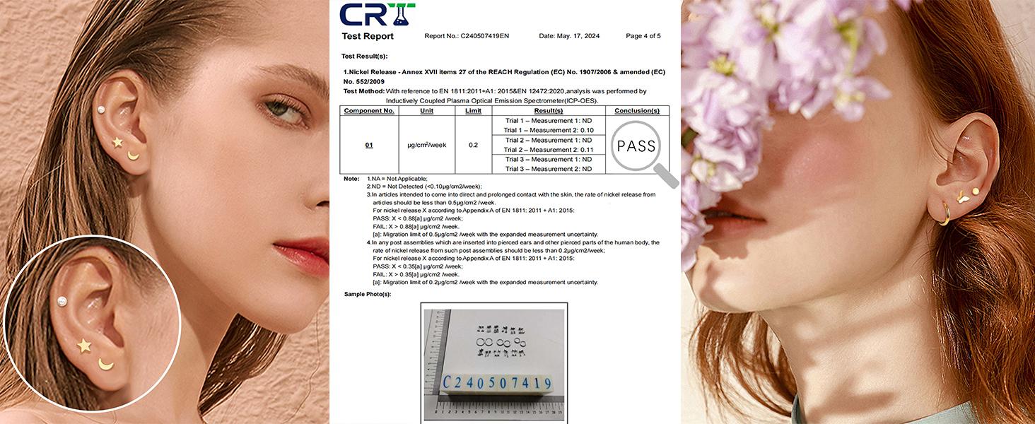 Florideco Small Tiny Stud Earrings for Women Hypoallergenic Flat Back Earrings 14K Gold Plated Surgical Stainless Steel Earrings Sets Screw Back Cartilage Earrings