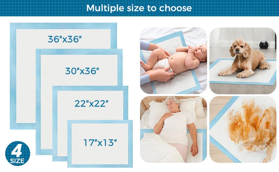 Basics Leak-Proof Dog and Puppy Potty Training Pee Pads with Quick-Dry 5-Layer Super Absorbent Surface for Dog Training, Floor Protection, Regular Size 24x24", Blue & White, 40 Count