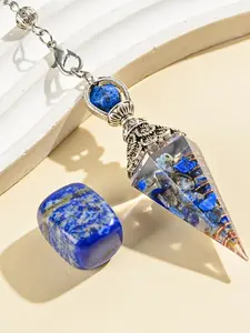 2pcs/set Natural Stone Blue Gold Divination Pendulum Set, Perfect Gift for Yoga Meditation Lovers, Christmas, Thanksgiving, Ramadan, Easter