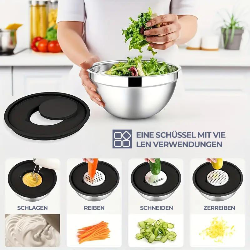 21Piece Mixing Bowls Set with Airtight Lids 7 Stainless Steel Kitchen Bowls 3 Grater Attachments Multifunctional Nesting Bowls for Baking Serving Food Prep Storage Space Saving Home Kitchen Gadgets