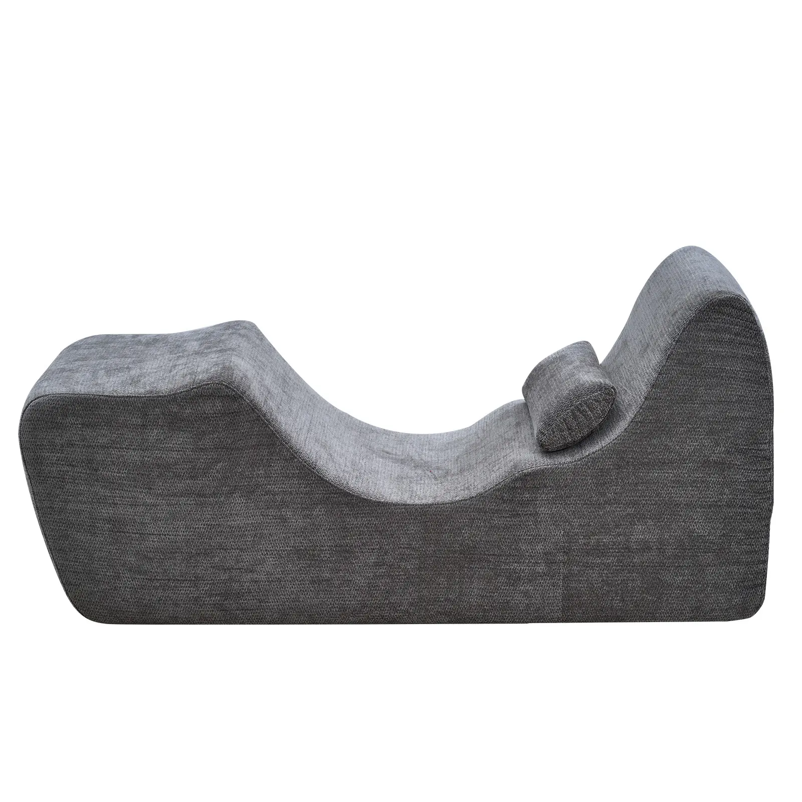 Yoga Chair Chaise, Modern Boneless Curved Foam Lounge Indoor for Massage, Comfy Linen Fabric, Wide Platform Design, Multi-Scene Use, No Assembly Required