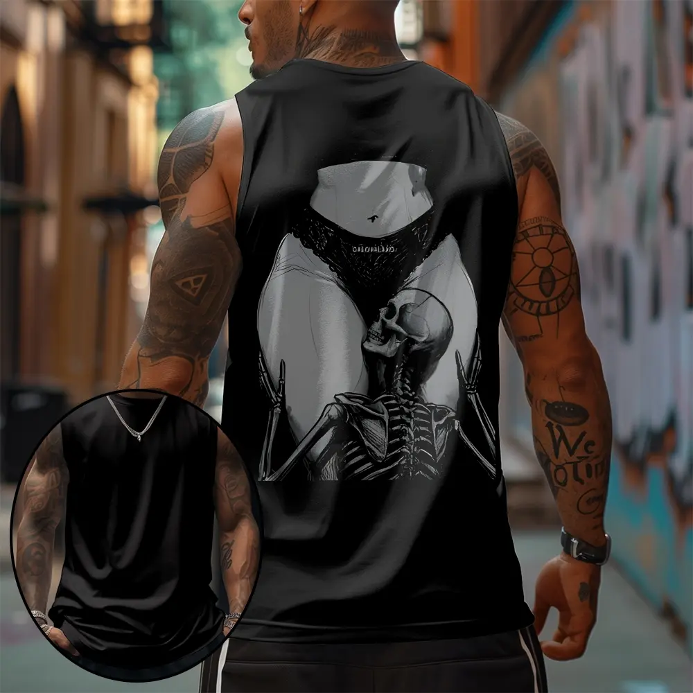 90s Graphic Sleeveless Tank Tops Men Vest Streetwear Outfits Men Vacation Outfits Sleeveless Shirt