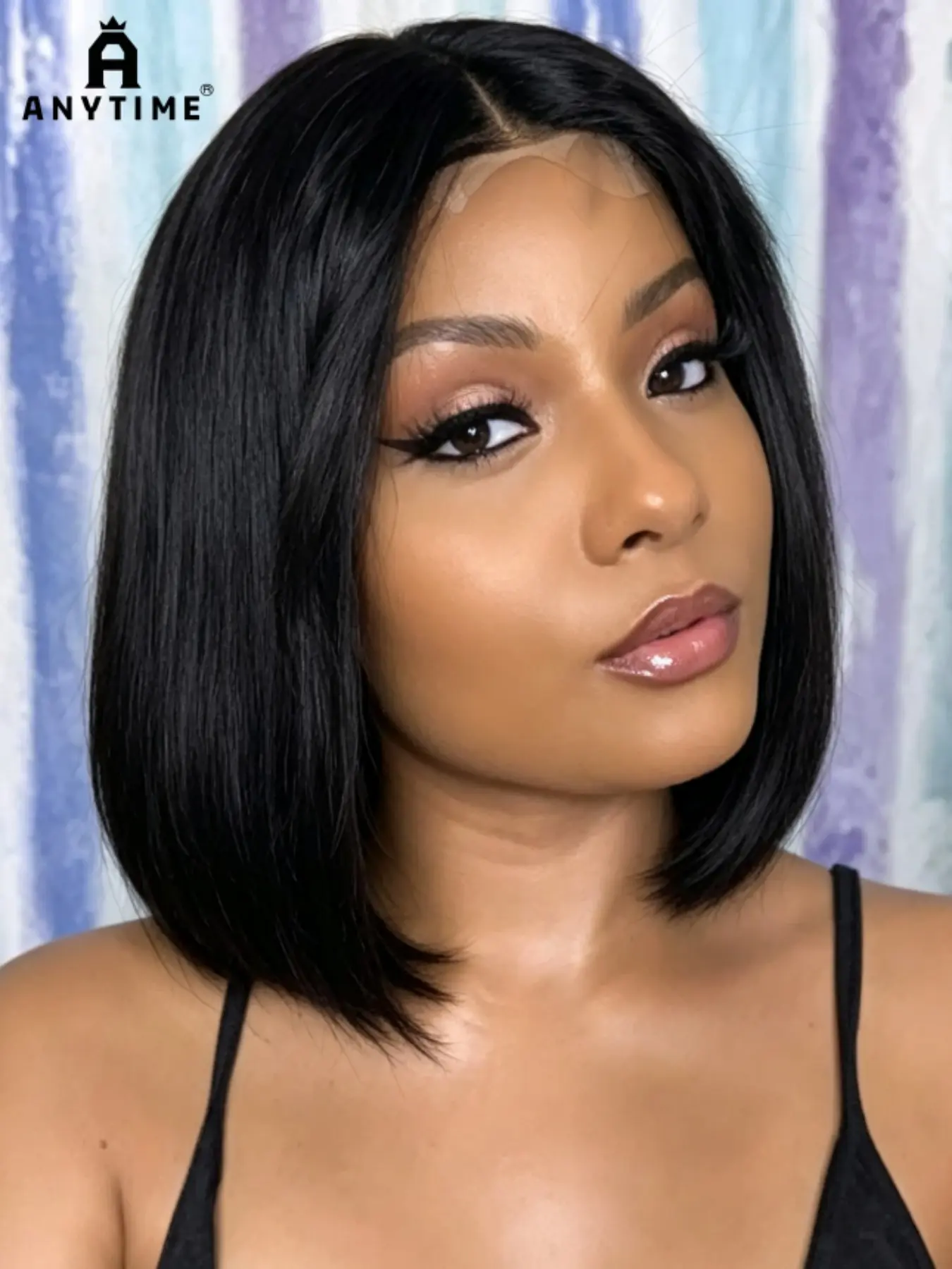 Anytime 10-Inch Short Straight Human Hair Wig, 2x6 Lace Closure, Pre-Dyed Natural Hairline, Soft Straight Bob Wig, No Glue, Multiple Colors Available
