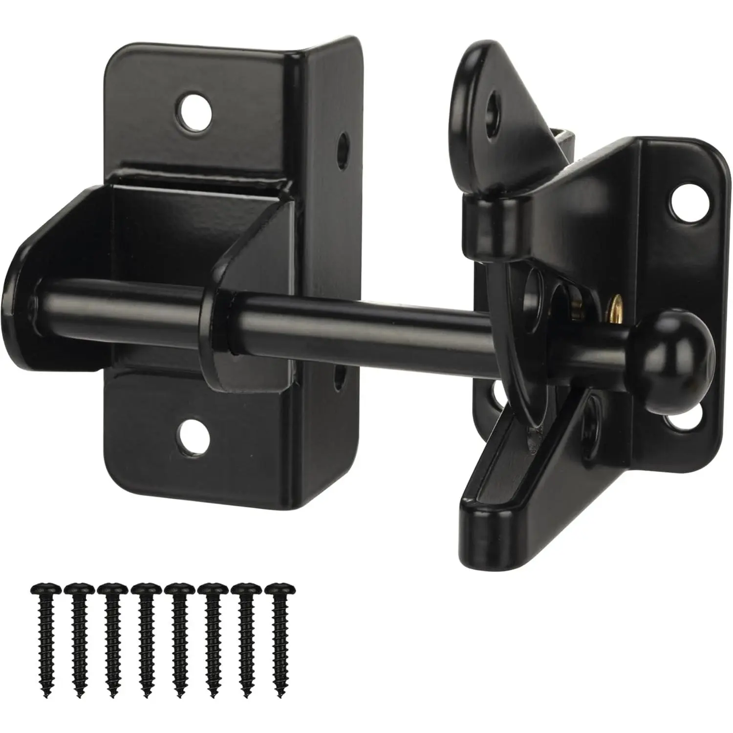 Self Locking Gate Latch for Wooden Fence,Heavy Duty Gravity Fence Latch  Door Latch for  Gate,Metal Gates,Vinyl Fence,Gate Hardware Gate Door Lock for Outdoor Pool,Black Finish