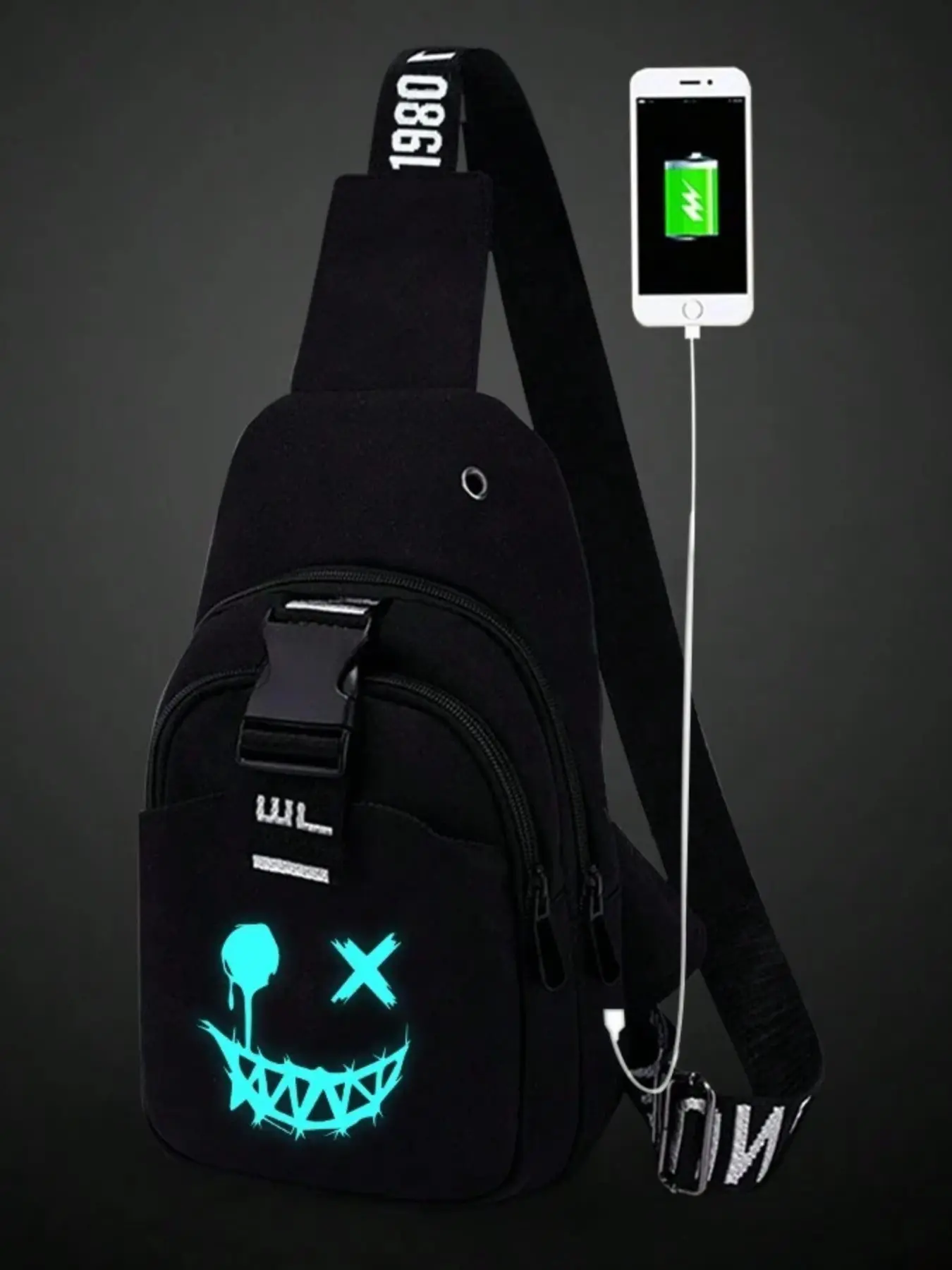 Men's Printed Chest Bag, Casual Crossbody Messenger Bag, Multifunctional Shoulder Bag, Sporty Small Chest Bag for All Seasons, Versatile Bag