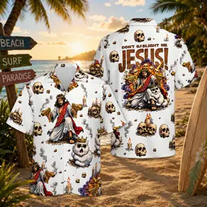 Uzi Jesus Don’t Gaslight Me Hawaiian Shirt, Dungeon Crawler Carl Shirt, Fantasy Reader Tee, Princess Donut & Dungeon Crawler Carl Fan Hawaiian Shirt