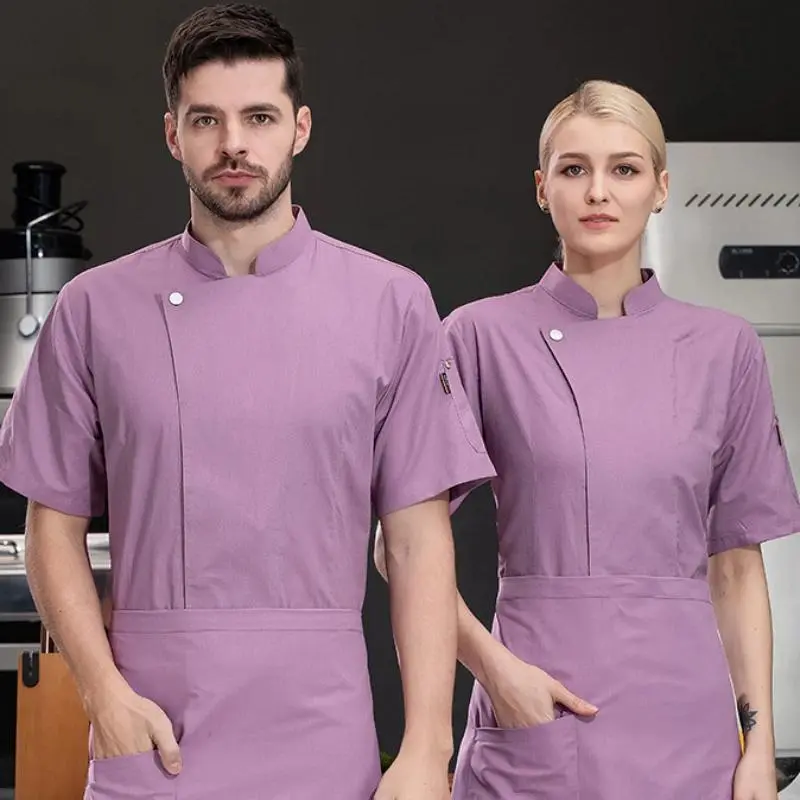 Menswear Short-Sleeve Plain Breathable Sweat Workwear Chef Coat, Restaurant Hotel Bakery Cook Jacket for Men