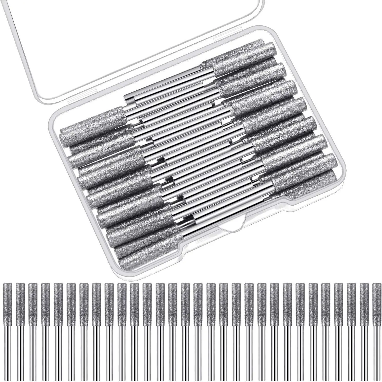 30 Pcs Chainsaw Sharpener Stone Bit Bulk 5/32 Inch High Hardness Titanium Diamond with a Storage Box, Chain Electric Chainsaw Sharpening Wheels Kit