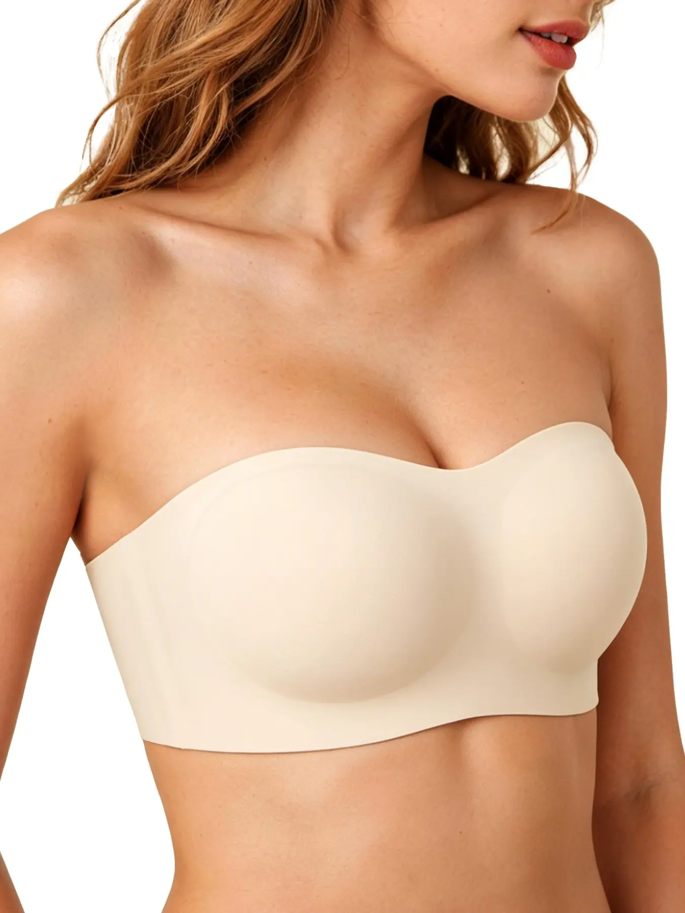 Wireless Push-Up Bra, Lifted Support Anti-Slip, Full Coverage Invisible Lingerie, Perfect for Dress Wedding Off-Shoulder Backless