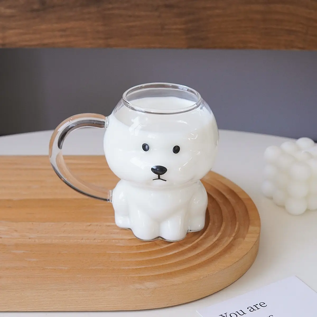 Cute Dog Glass Cup, High-End Coffee Mug, Home Decor, Oat Bowl, Kitchen Tableware, Summer Party Drinkware, Afternoon Tea, Gift Idea, Glass Tumbler Cup