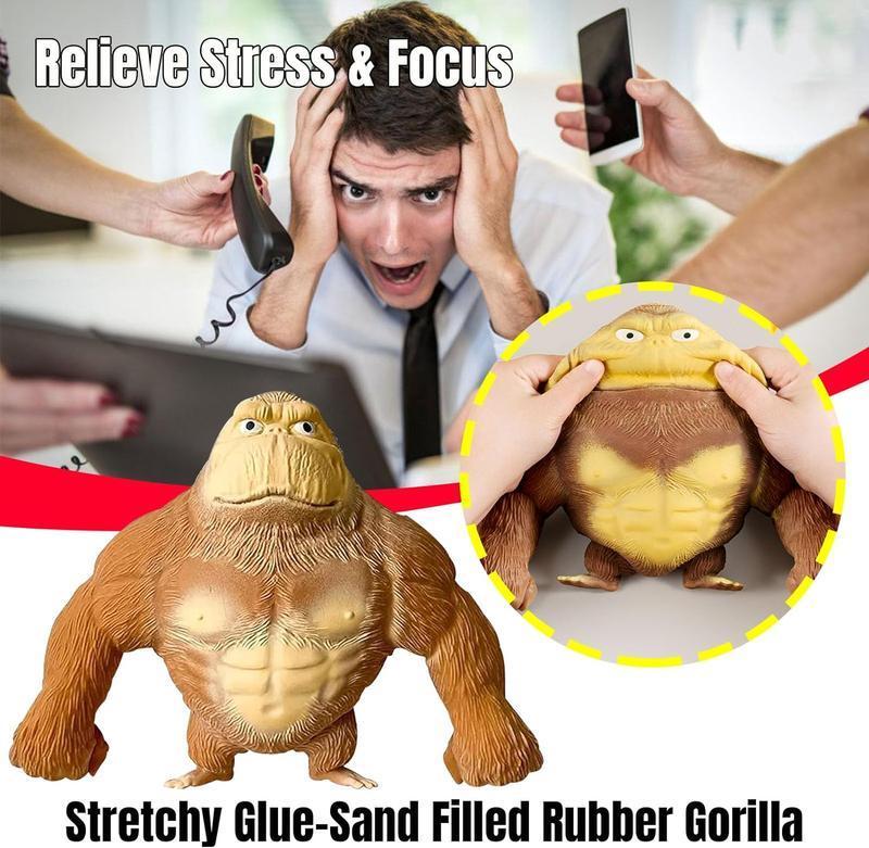 Stress Relief Squeezing Monkey Toy - Soft Gorilla Figure for Kids and Adults - Squishy and Stretchy - HIGH-END TPR Material - Strong and Reliable