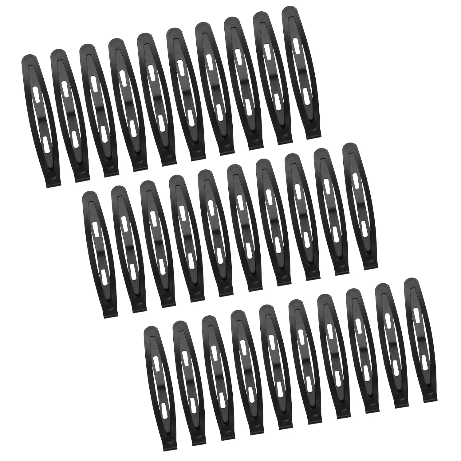 30 count Metal Snap Hair Clips for Women, 2.4" Brown Long Barrettes, Small Hairpin for Thick and Thin Fine Hair(Black)