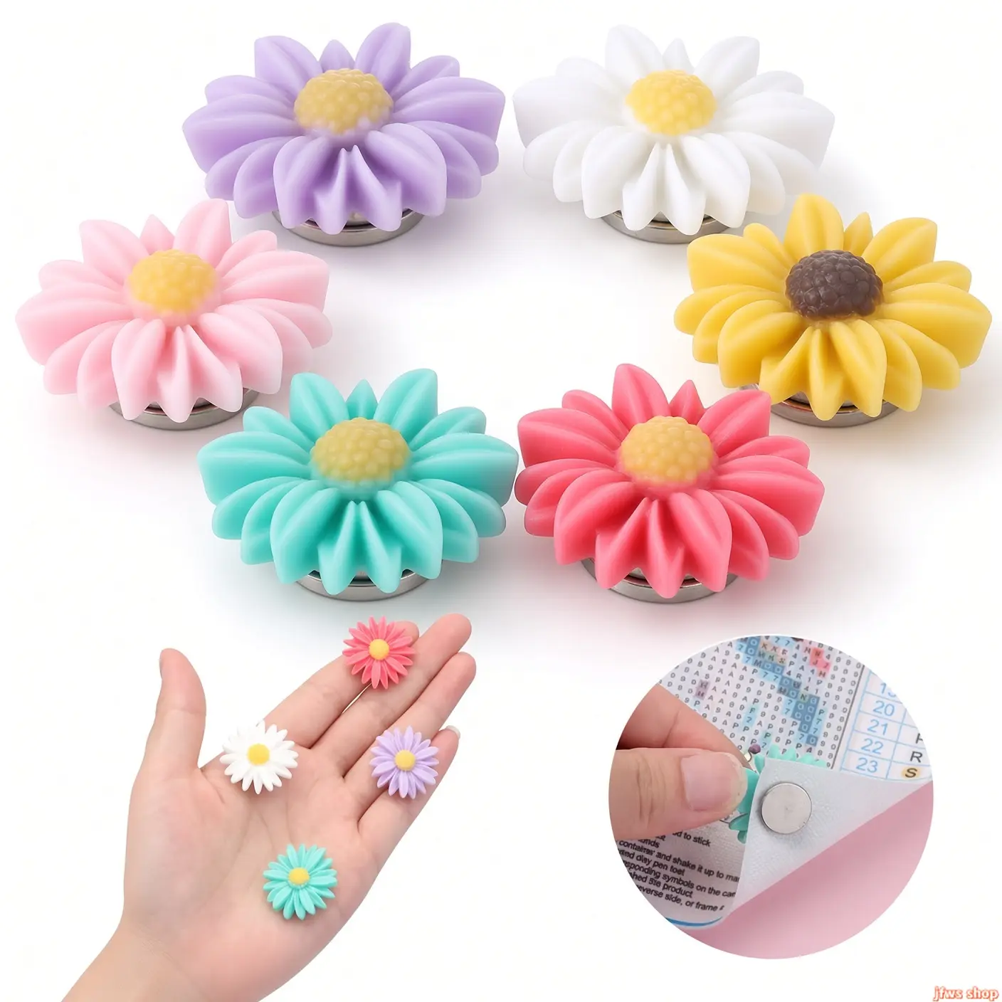 2026 New 6 Pack Flower Shape Diamond Painting Magnet Cover Holder, Cross Stitch Cover Minder with Strong Magnets for DIY Art Canvas, Protects Diamond Painting from Dust and Keeps Cover Film in Place, Cute Craft Accessory Gift for Adults Teens tiktokshopba