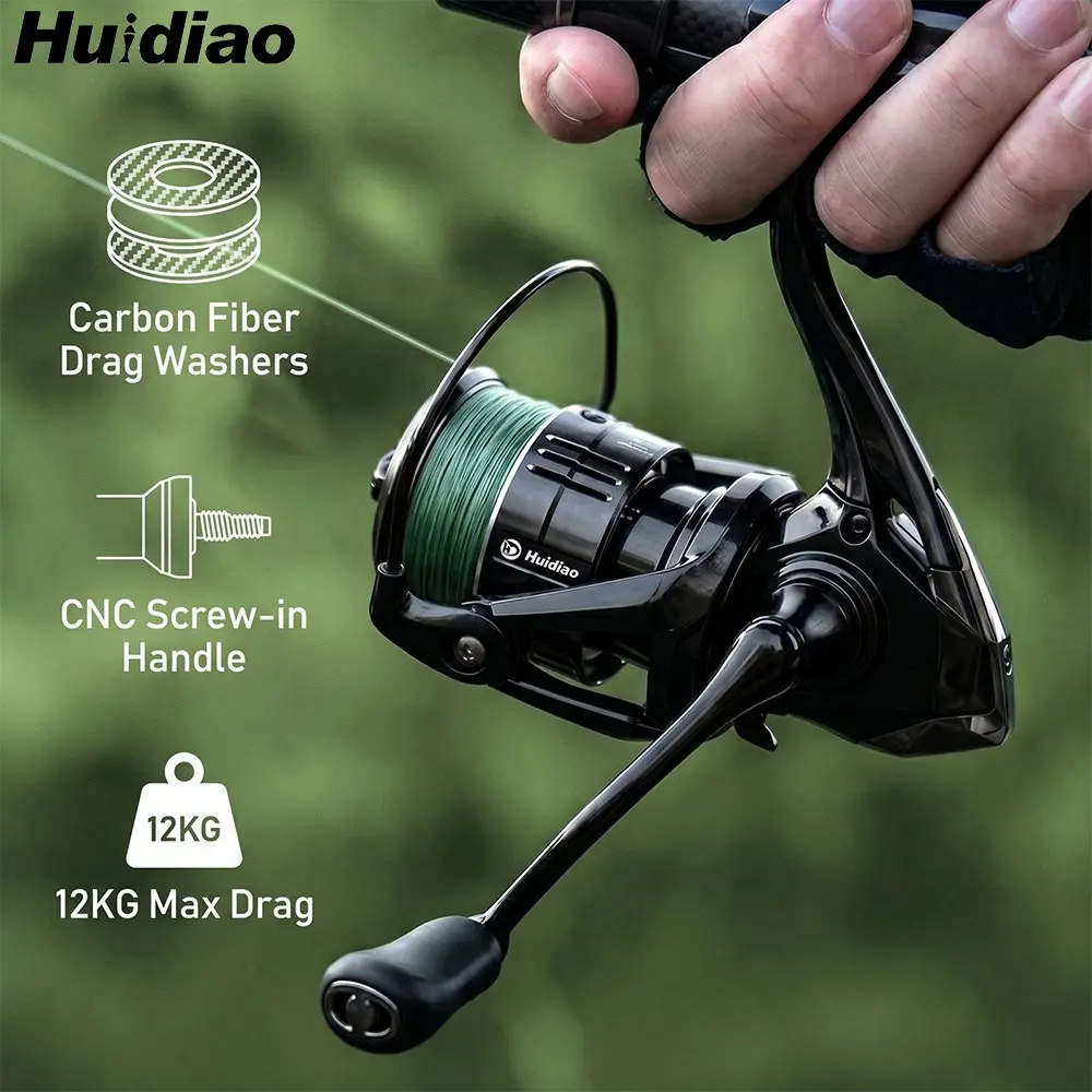 Huidiao VANKUISHI Lightweight Spinning Reel 1000-4000 Crappie Reel Lure Fishing Reel 5+1BB Zero Play 5.2:1 Gear Ratio Carbon Fiber Drag Washer 12kg/26.5lb Max Drag Fishing Supplies for Panfish Trout Bass Fishing