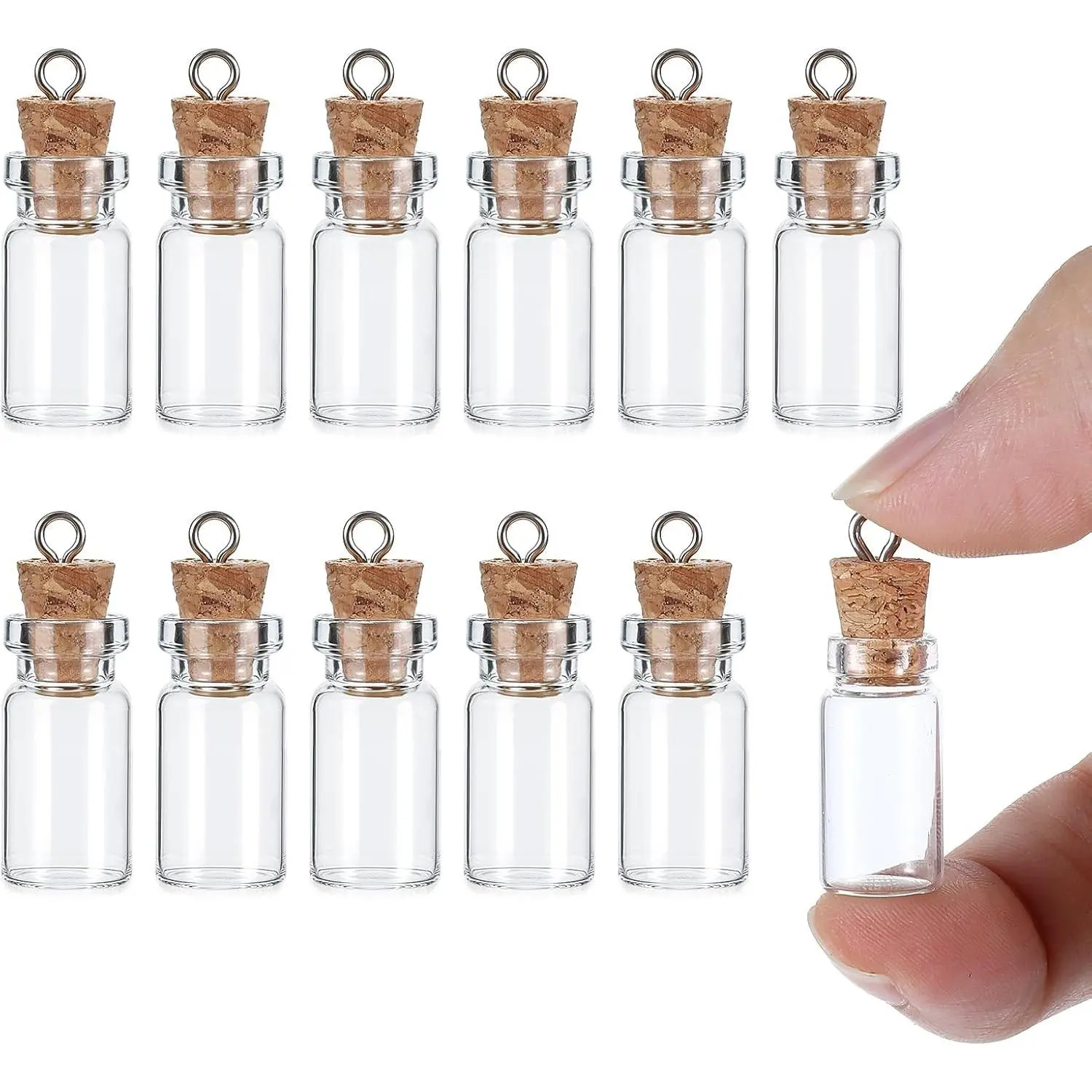 12 Pcs Small Glass Bottles with Cork, 1.5ml Tiny Glass Jars with Lids Empty Mini Bottles for DIY Crafts, Spell Jars, Wishing, Messages, Wedding Halloween Christmas DecorationGift