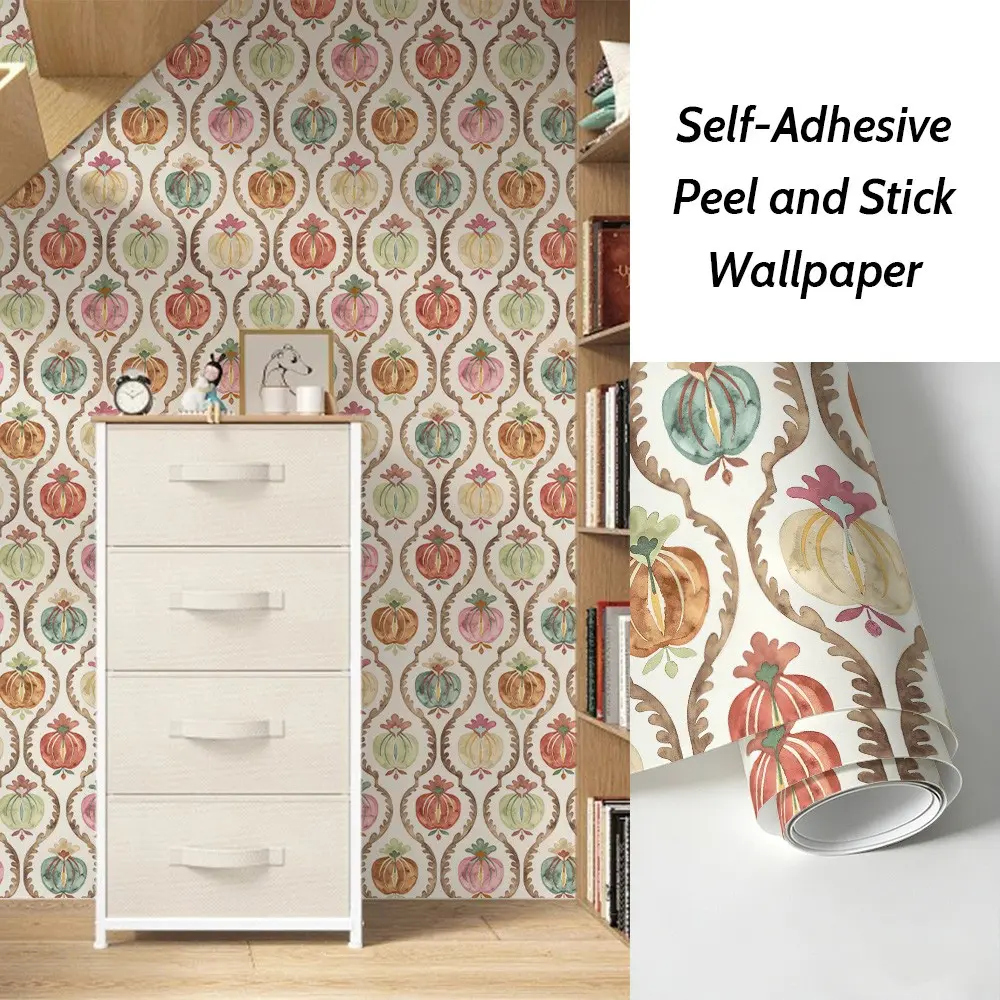 French Country Style Self-Adhesive Wallpaper, Easy Install DIY Wallpaper, Bedroom Living Room Decor, Halloween Wallpaper, 44x299.9cm