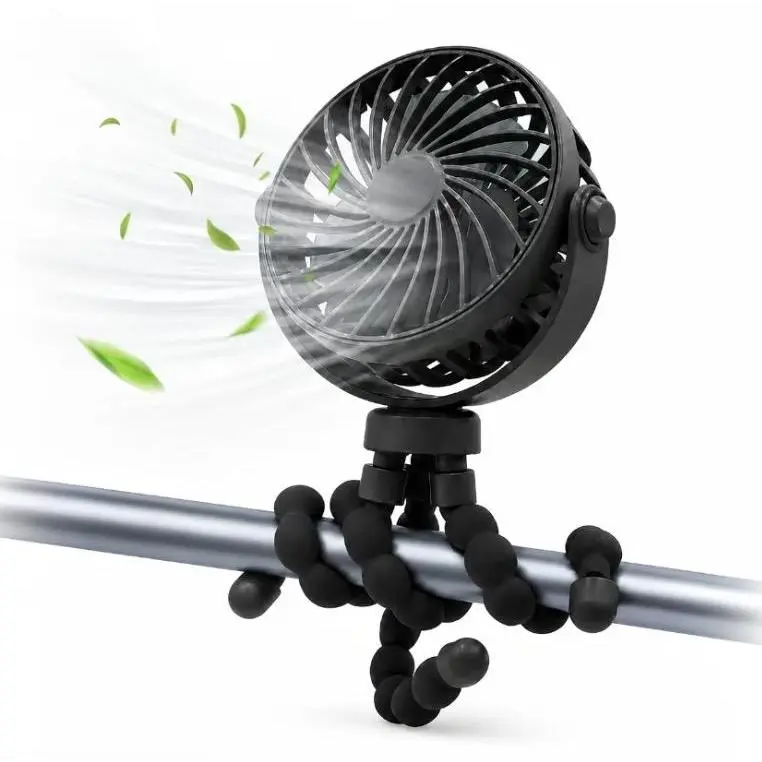 Mini Portable Stroller Fan, Battery Operated Clip on, Detachable 3 Speed Rechargeable, Speed Adjustable Fan, 360° Rotate Flexible Tripod Cooling for Car Seat Crib Treadmill Travel, Cordless Rechargeable Fan, Portable Fans Rechargeable, USB Fan