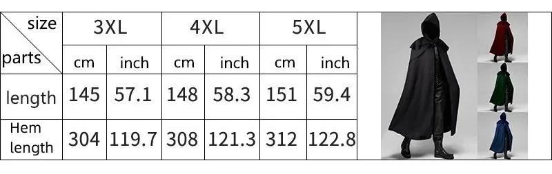 Medieval Vintage Hooded Loose Black Cloak Coats Windproof Trench Chic Winter Long Cape Poncho Mens Monk Cosplay Menswear Clothes