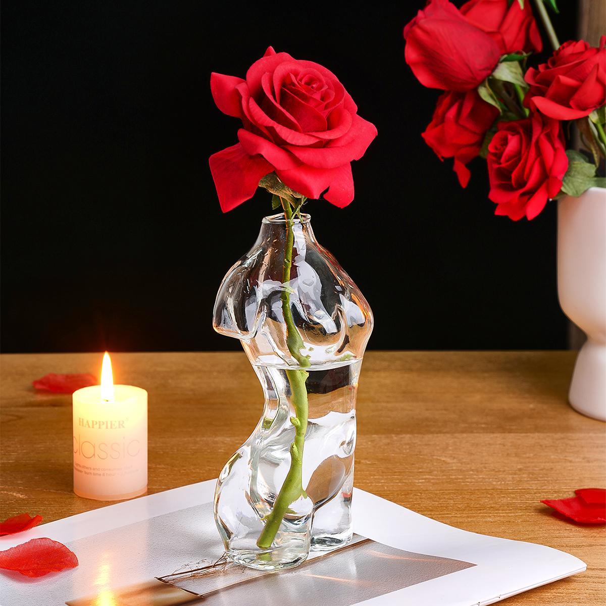 Creative Clear Model Shaped Glass Vase, 1 Piece Modern Simple Transparent Glass Vase, Spring Flower Arrangement Vase, Decorative Flower Vase for Home Office Dormitory, Home Decor, Modern Plant Vase, Home Decoration