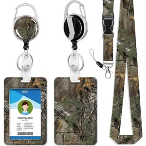 ID Badge Holder with Lanyard and Retractable Clip, Breakaway Lanyard for Name Badge Holder for Teacher Nurse  Student Office Men Gifts, Camouflage
