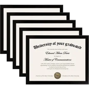 Certificate Frame with High Definition Glass, 8.5 by 11 Picture Diploma Document Frames for Wall and Tabletop, Black 5 Pack