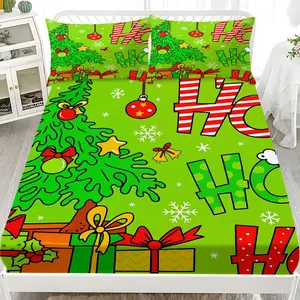 3-Piece Christmas Bed Sheet Set, Holiday Theme, Includes 1 Mattress Protector & 2 Pillowcases, Soft and Breathable, No Core