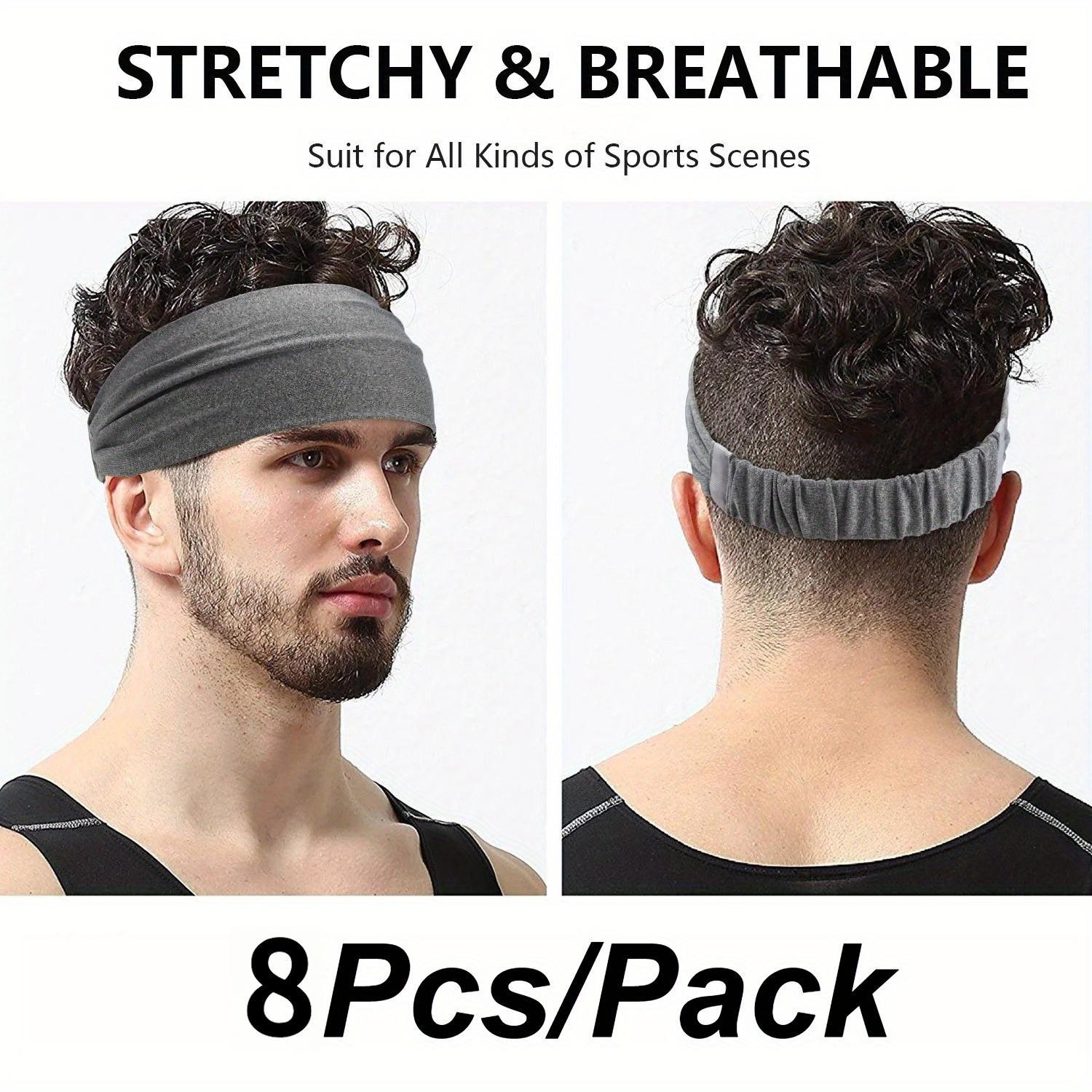 Set of 8 Athletic Headbands for Men, Featuring Adjustable, Non-Slip Designs That Wick Away Sweat, Ideal for Running, Cycling, Fitness, And Gym Workouts