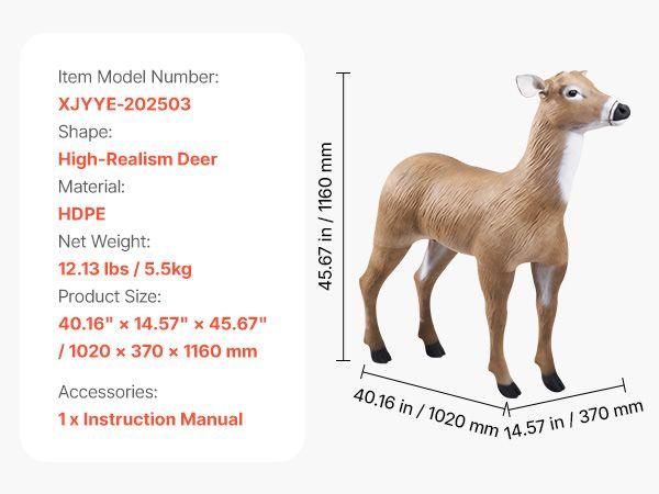 VEVOR Deer Decoy Outdoor Realistic Durable Doe Decoys for Hunting Foldable Legs 1-Pack