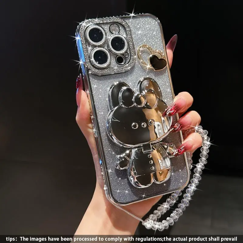 Diamond-Embedded Beaded Bracelet Anti-Drop Phone Case, Compatible with iPhone 17 Pro Max, 16 Pro Max, 15, 14, 13, 12, 11