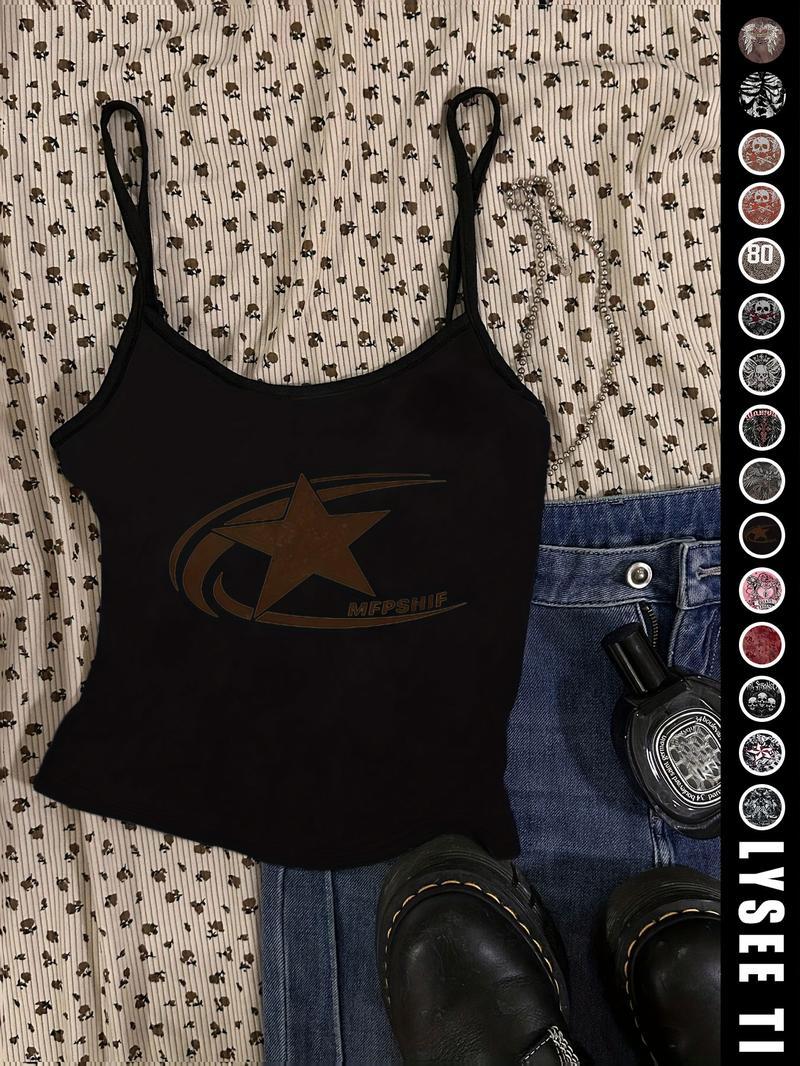 26 Valentine's Day Music Festival Rock Vintage American Skull Eagle Print Crop Top, Trendy Summer Vest for Women, Casual Slim-Fitting Fashion