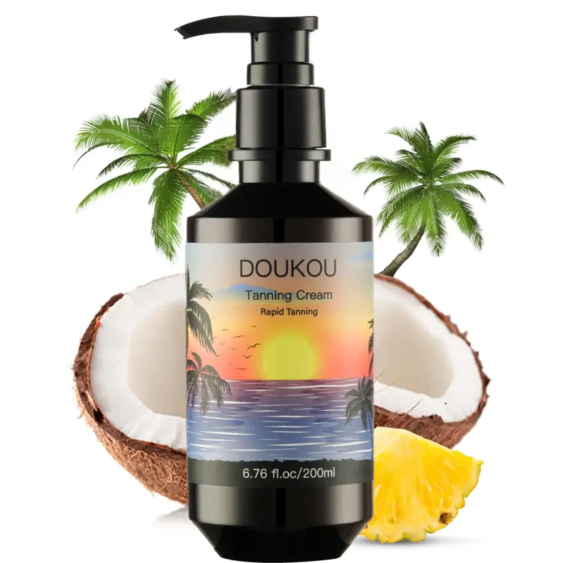 DOUKOU Rapid Tanning Cream 200ml - Natural Bronzing Body Lotion, Hydrating Self-Tanner for Golden Bronze Glow, Ideal for Beach & Tanning Bed Use