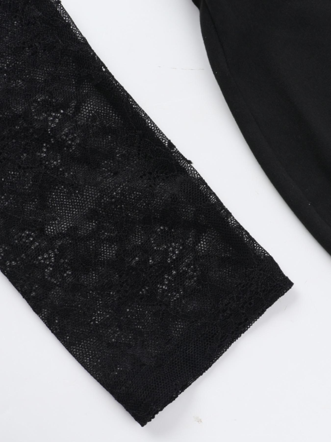 Women's Lace Sheer Longsleeves Top & Skirt Two-piece Set, Long Sleeve Round Neck Top & Skirt, Ladies Clothes for All Seasons, Womenswear, Matching Sets, Skirts Sets, Fall outfit