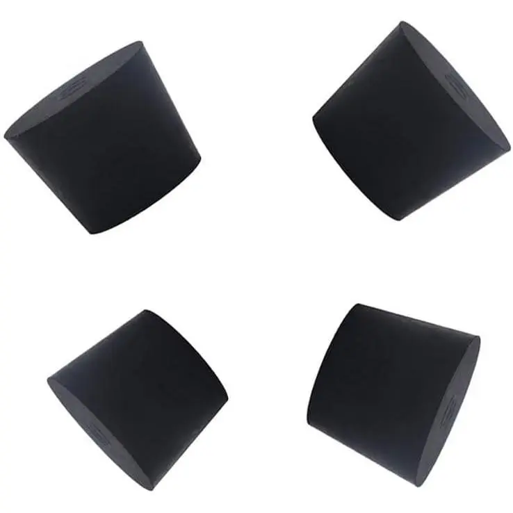 Laboratory Grade Rubber Stoppers, 4 Pieces Assorted Tapered Bungs Set, 9# Solid Black Round Rubbers Hole Plugs