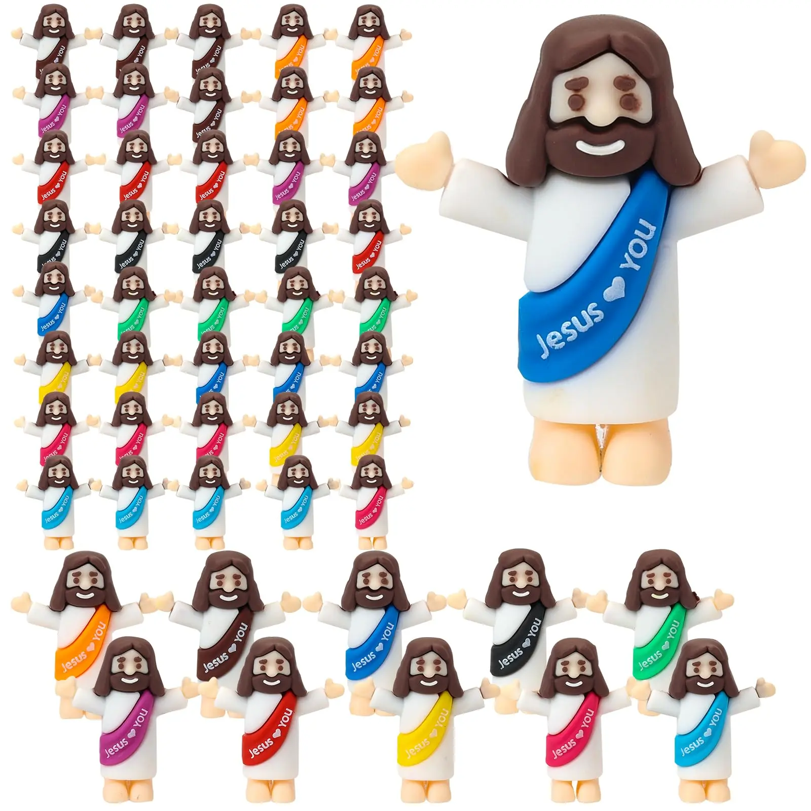 10 Pcs Little Tiny Jesus Mini Figurines, Religious Decorations, Original Design for Hide & Seek Games, Perfect Baptism Gifts, Ideal Easter Egg Stuffers