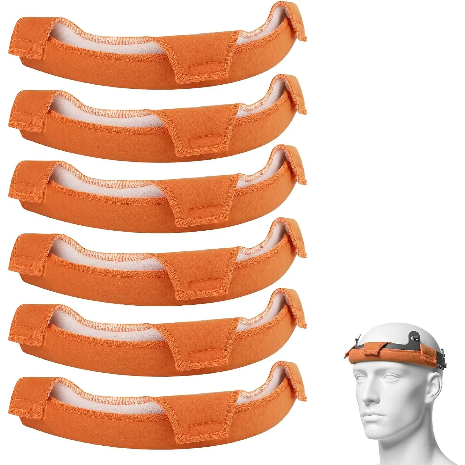 6 PCS Hard Hat Liner, Hard Hat Sweatband, Washable Hardhat Sweatband, Reusable Flame Retardant Cotton Hard Hats Sweat for Chainsaw Helmet, Hard Hats Liner Replacement, Welding Helmet