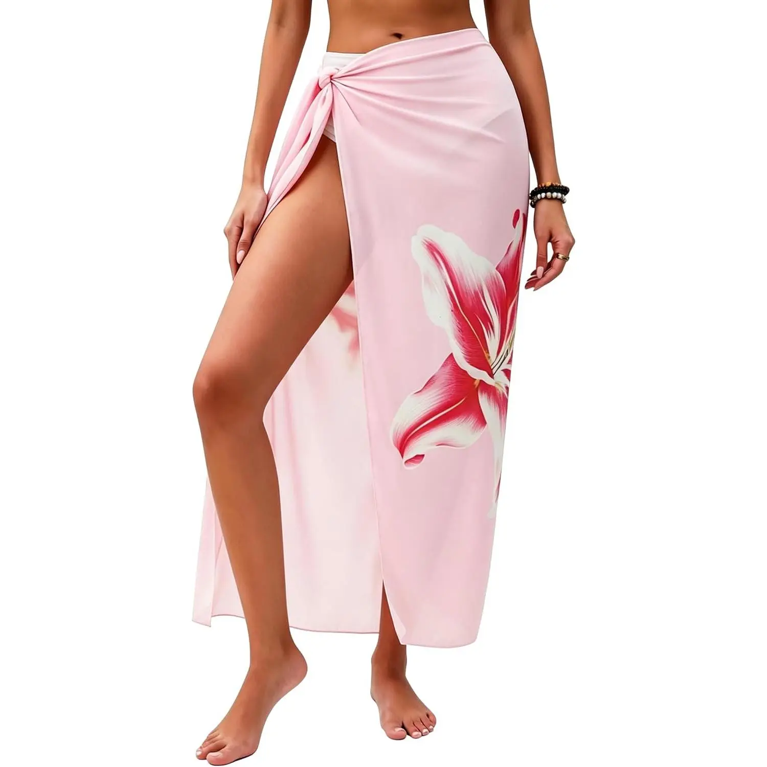 Women Semi-Sheer Mesh Woven Beach Sarong Long Bikini Wrap Pareo Casual Swimsuit Cover Up for Summer