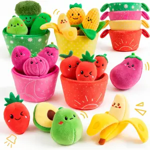Baby Toys 6–12 Months, 16PCS My First Fruit Vegetable Sensory Toys for Babies Infants, Color Sorting Play Food with Crinkle & Rattle, Montessori Toys for 1 Year Old Toddlers Boys Girlsfidget toys