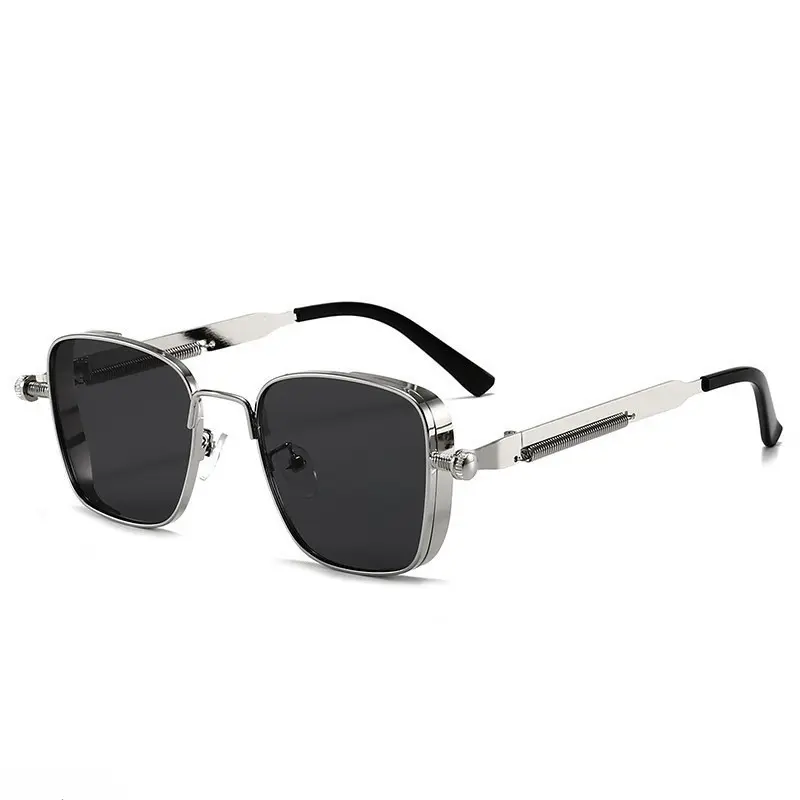 2026 Retro Square Steampunk Metal Small-Frame Sunglasses, Men's-Women's Trendy Aesthetic Vintage Chic Fashion Shades (Luggage & Bag Accessory Charm/Twillie Complement)