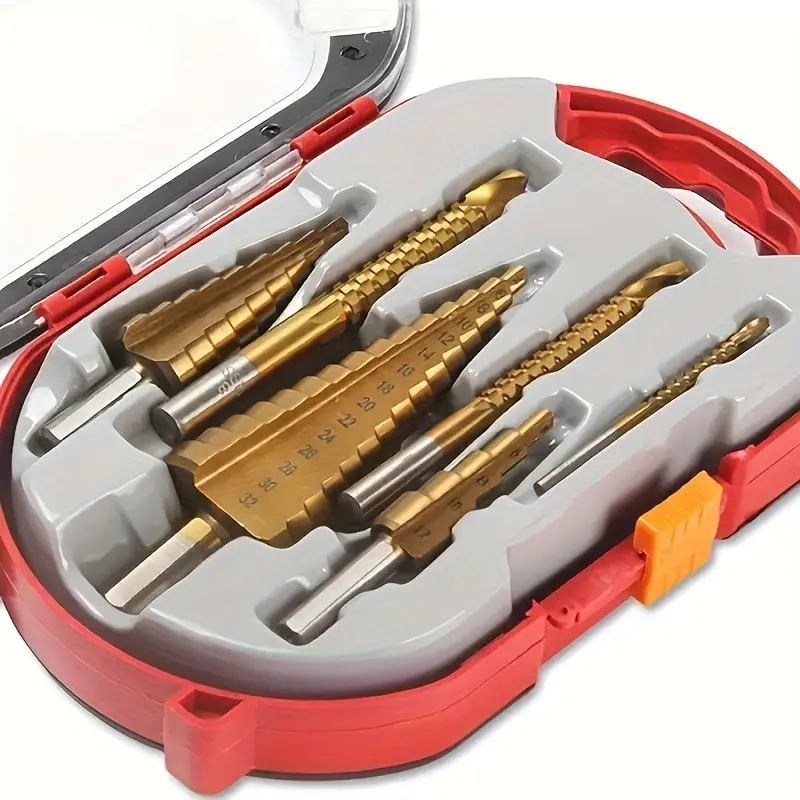 6-Piece Stepped Drill Set, Step Drill Bits, Casting Cutting Drill 4-20 4-12/3-12mm 3/6/8mm, Ideal for Woodworking and Metal Coring Drilling