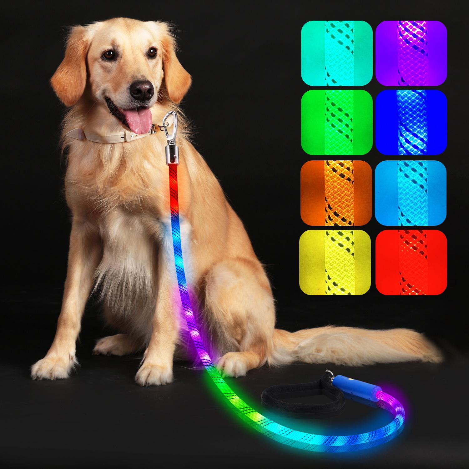 Xeuch LED Illuminated Dog Leash |   Extremely High Visibility for Distances Up to 350 Yards |   Three Lighting Options |   Rechargeable Via USB, No Batteries Required |   Comfortable Handle & Swivel Clasp to Avoid Leash Twisting