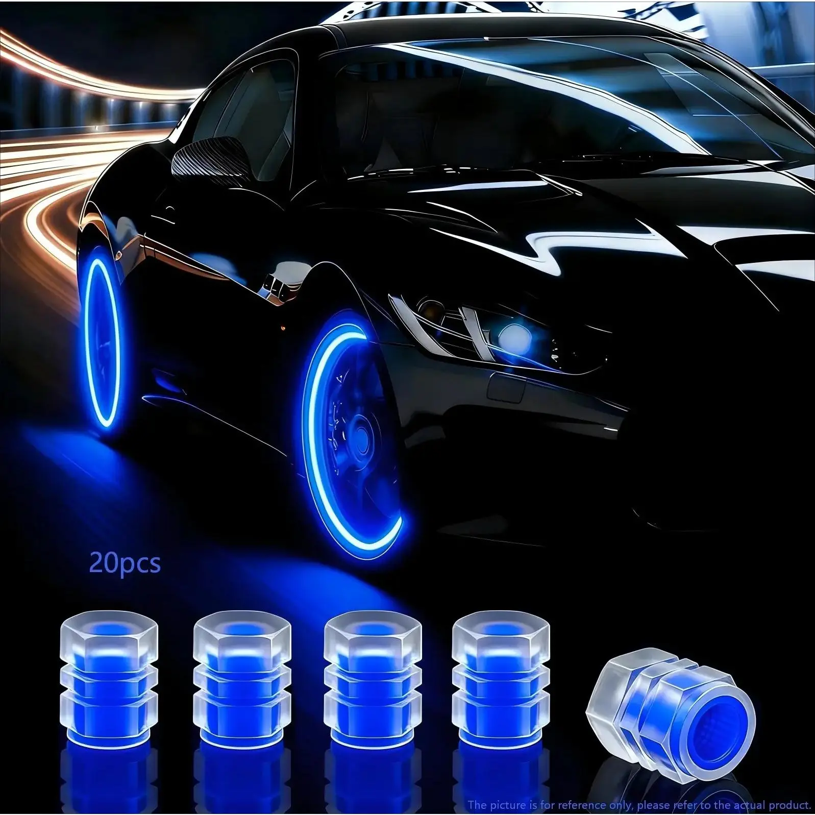 Glow-in-the-Dark Tire Valve Caps 20/40 Pack - Fluorescent Universal Car SUV Accessories, Automotive Decorative Parts Gift for Car Owners