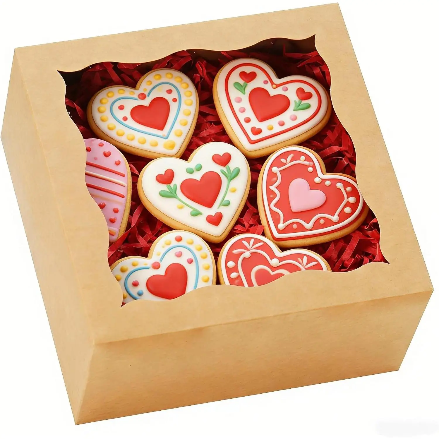 20 Pack Cookie Boxes 6x6x3 Inch Bakery Boxes with Window  Box | Brown, Dessert boxes with window, Christmas baking packaging, Birthday party favors boxes, Valentine's sweet  packaging