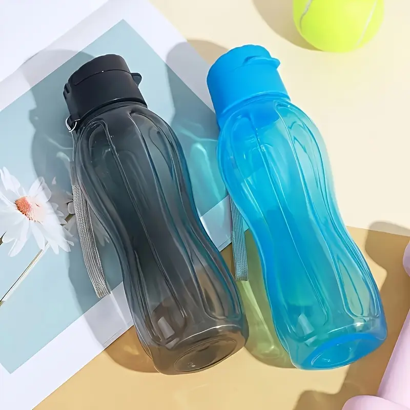 1pc 20oz Portable Water Bottle for Outdoor Activities, BPA Free Lightweight Plastic with Carry Handle and Strap, Ideal for Camping Hiking Fitness Travel