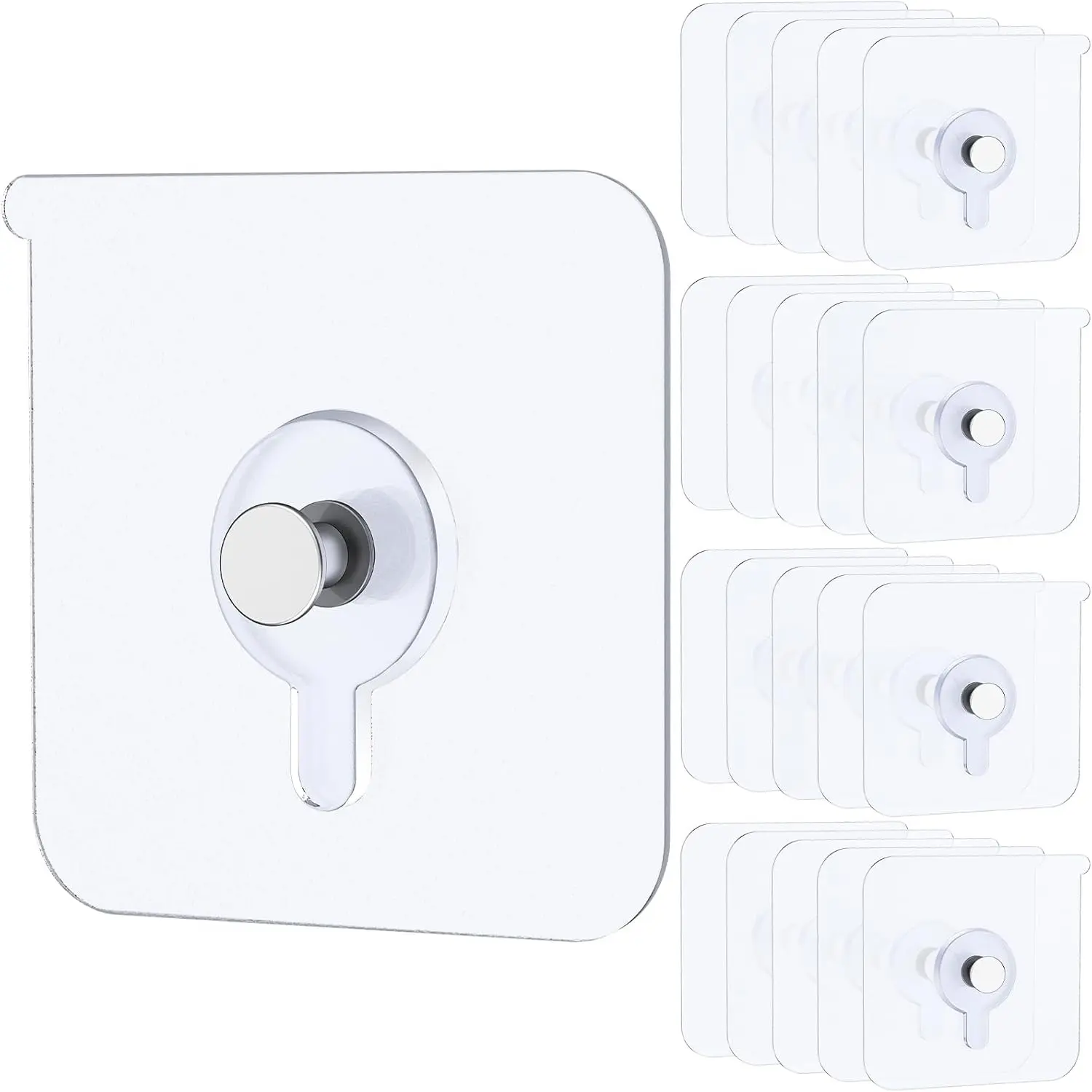 20 Pcs Adhesive Picture Hooks, Max 20 lbs Load, No Drill No Nail Heavy Duty Picture Hangers, Sticky Wall Hooks for Hanging Frames, Suitable for Bathroom Kitchen