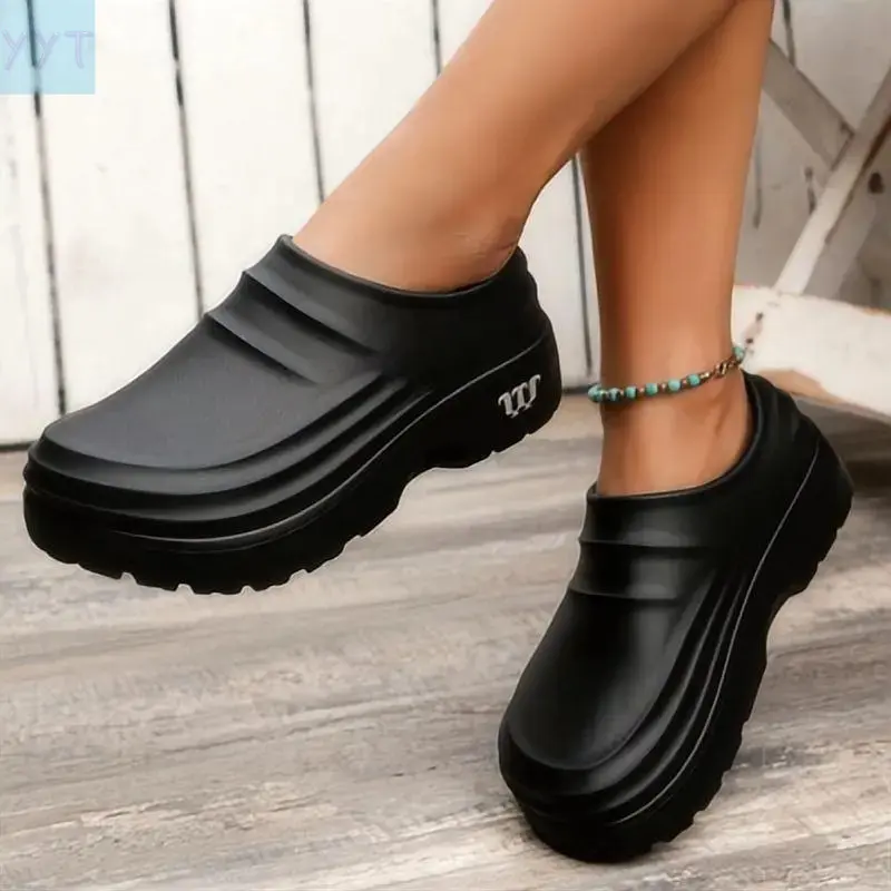 YYT1 FoamFam Waterproof Non-Work Clogs Chef & Nurse - & Odor Resistant Safety Shoes, Thick Sole Comfy Moccasin - Healthcare Hospital Restaurant (FREE SOCKS)