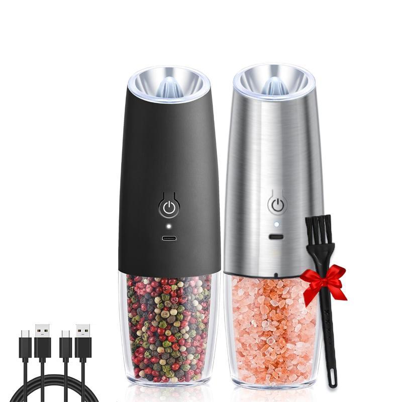 Electric Salt & Pepper Grinder Set, 1/2 Counts Battery Powered Household Seasoning Grinder, Portable Handheld Spice Grinder for Kitchen(without Battery), Gift #TOP PICKS