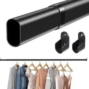 Telescopic rod, 1 piece retractable clothes rod – requires drilling for installation, black/white, suitable for bathrooms, windows, curtains, doors, and clothes drying occasions