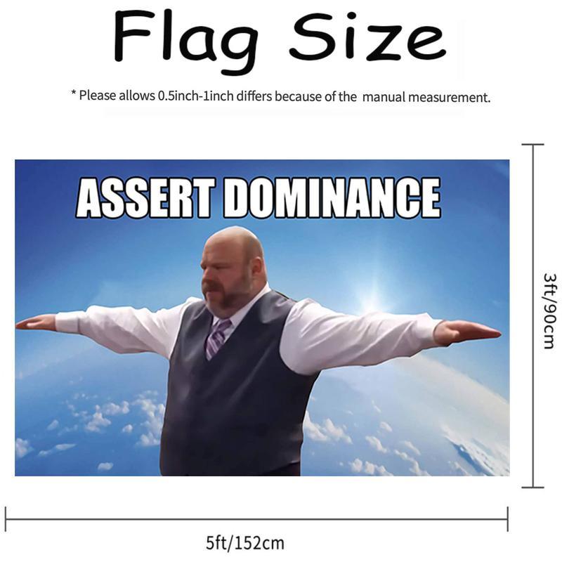 Bertram Assert Dominance 3x5Ft Flag Funny Tapestry for College Dorm Man Cave Bedroom Room Decoration Banner with 4 Brass Gromments