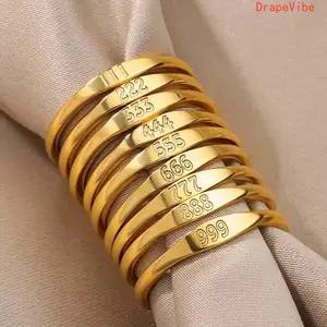 Plain Gold Number Ring In Digits 1 To 9, Size Available Stackable Personalized Finger Jewelry For Women Daily Index Finger Matching